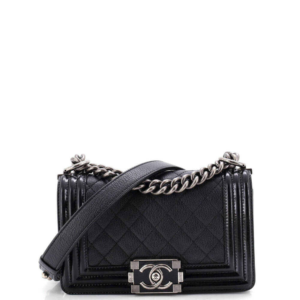 Chanel Small Boy Flap Bag Quilted Goatskin with Patent